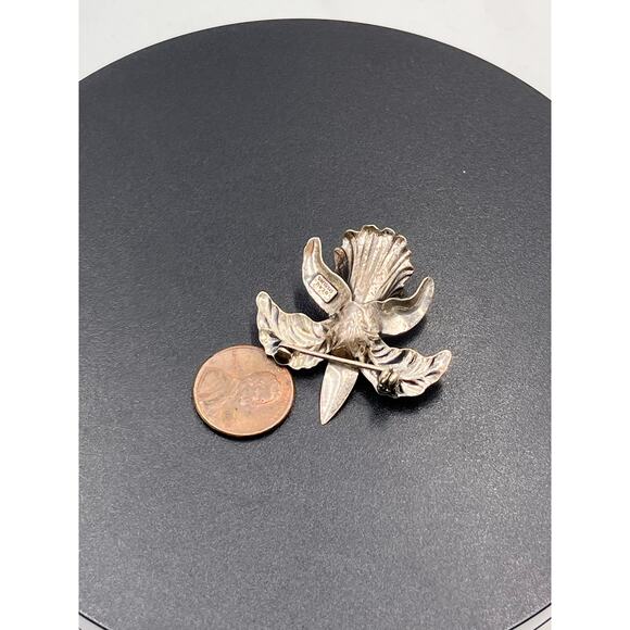 BEAU Vintage Sterling Silver
925 Iris Flower Brooch - Picture 7 of 7